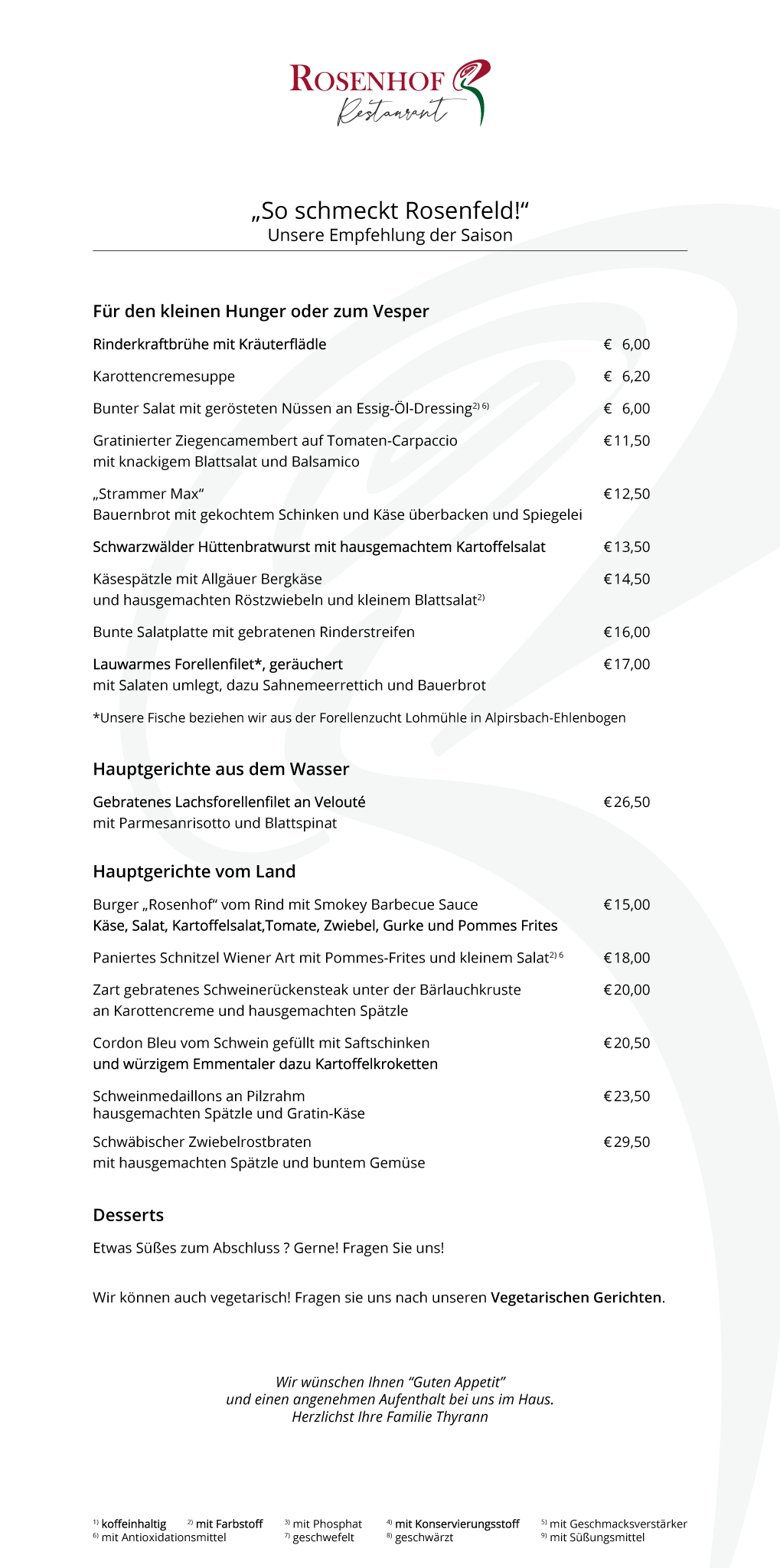 Vollständige Speisekarte zum Downloaden